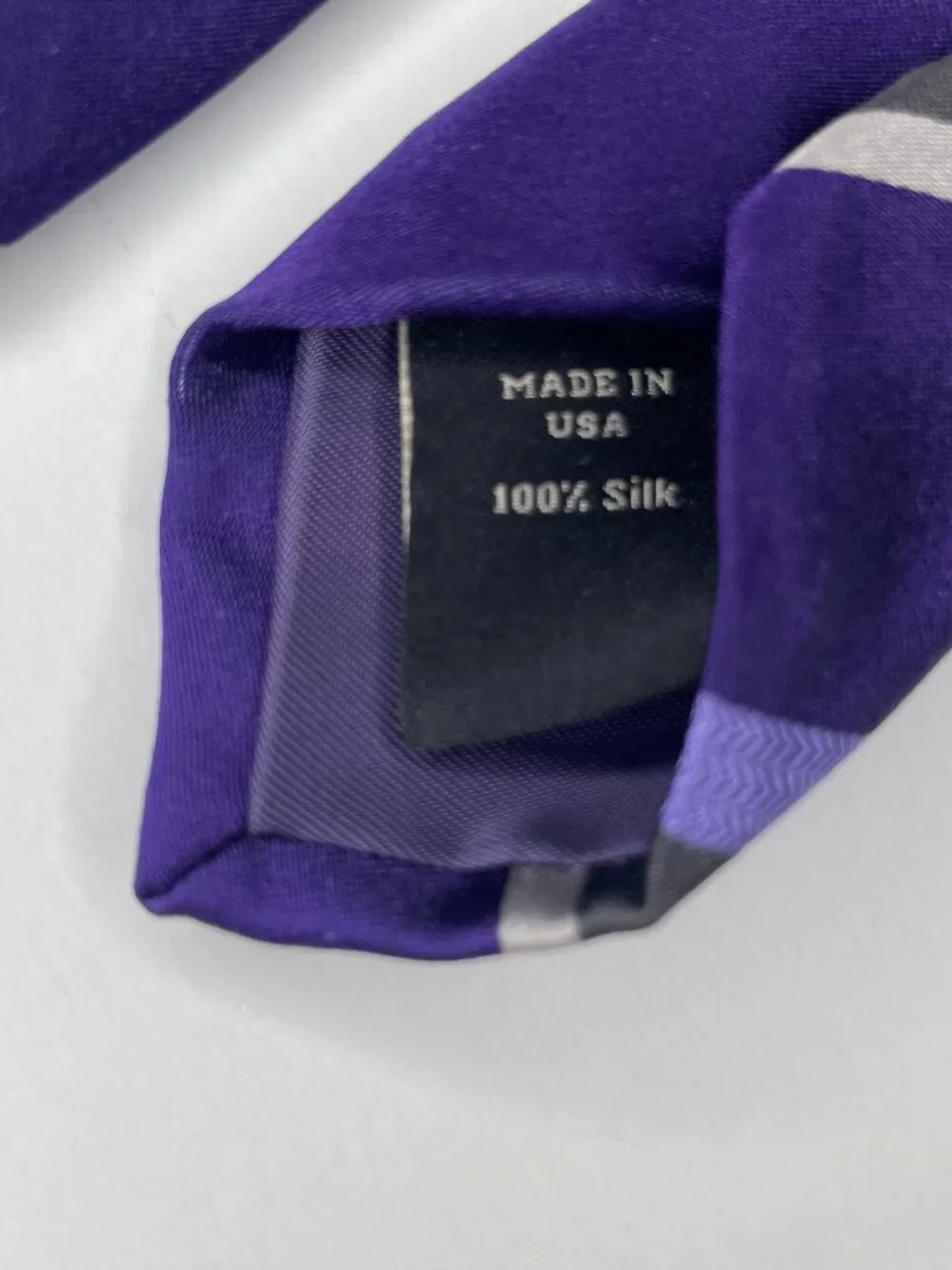 Banana Republic Dark Academia Striped Purple Gray Silk Tie